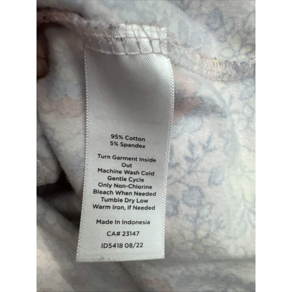 Talbots tee top xl cotton spandex blue red floral short sleeve - Picture 3 of 8